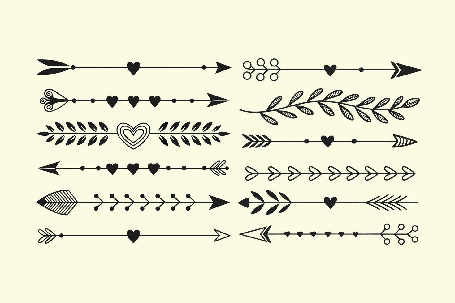 Leafy Borders Arrows Design Set vector