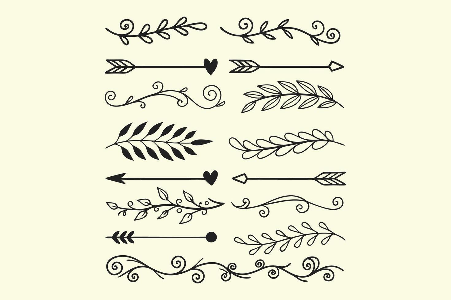 Rustic Arrows Floral Dividers vector