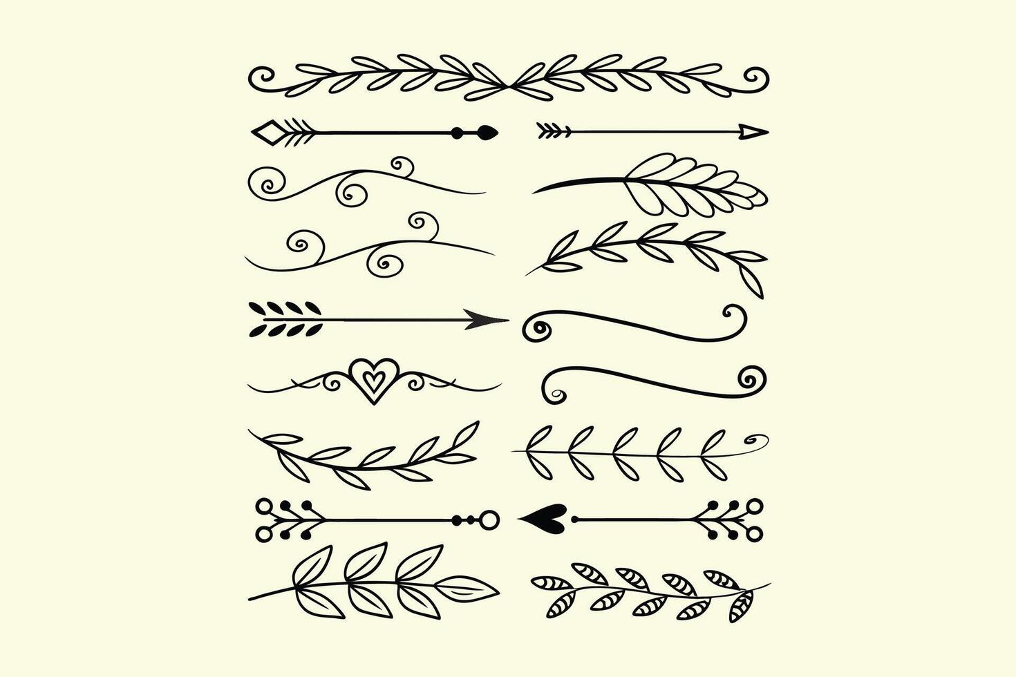 Leaf and Heart Divider Set vector