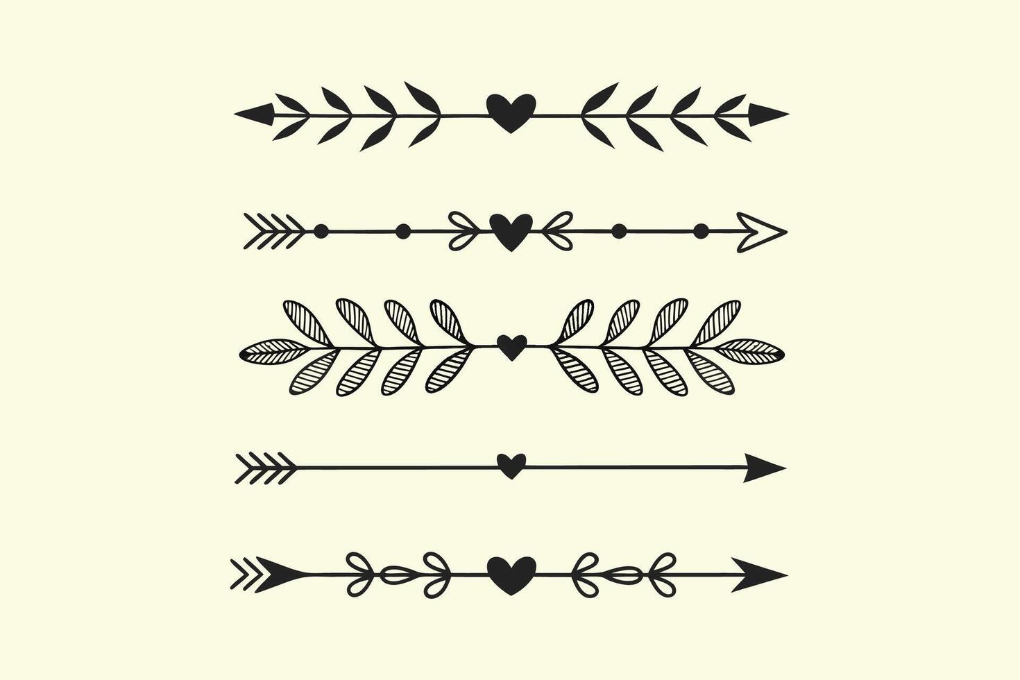 Leafy and Heart Themed Dividers vector