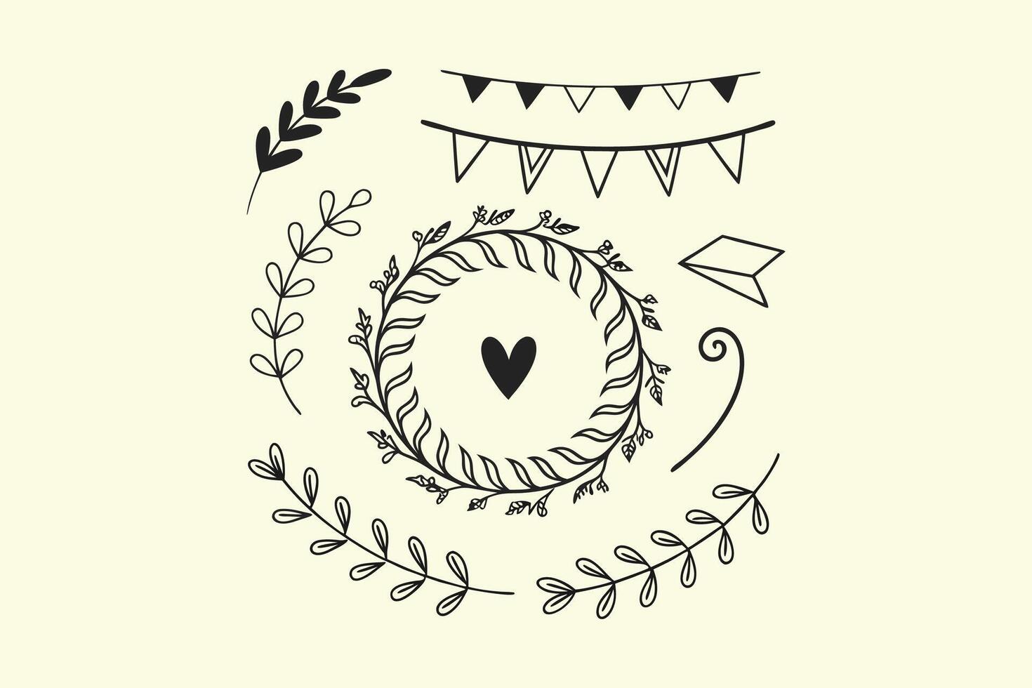 Elegant Leaf and Heart Borders vector