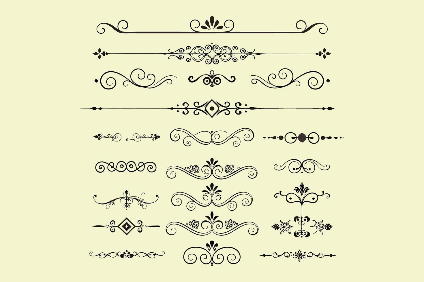 Vintage elements Line Art vector