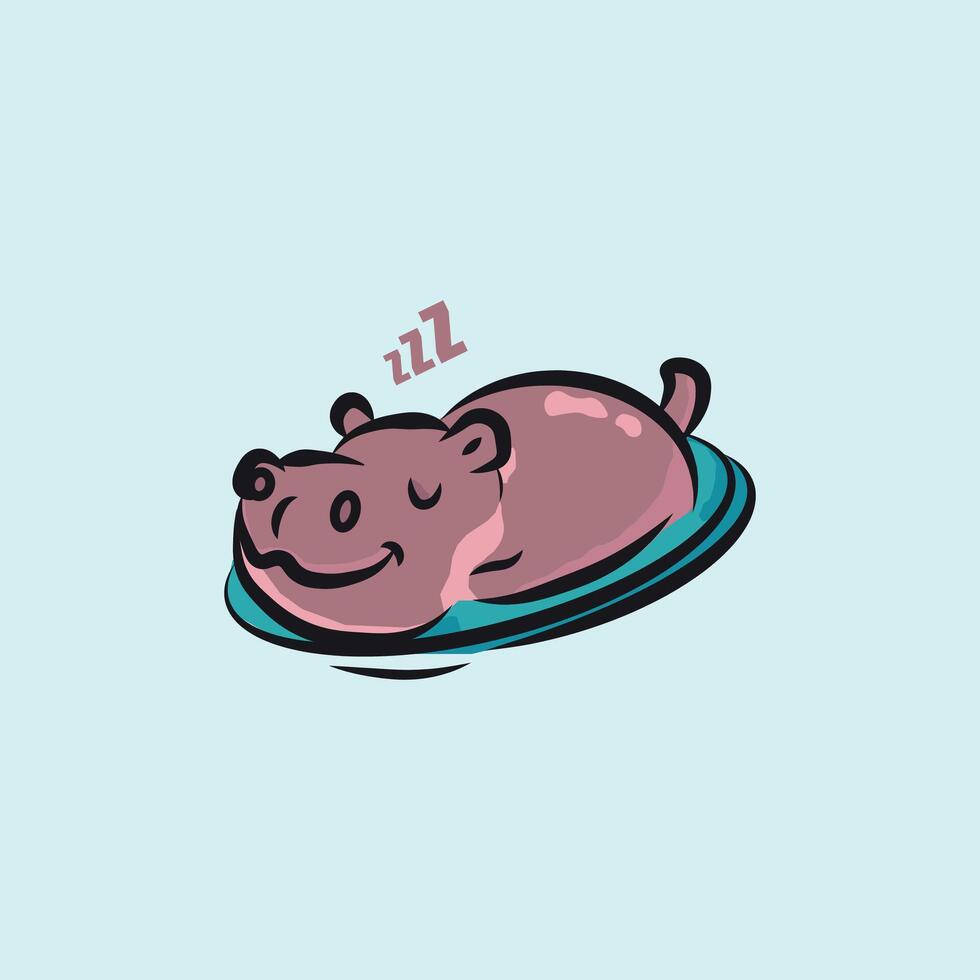 Cute Hippo Sleep vector