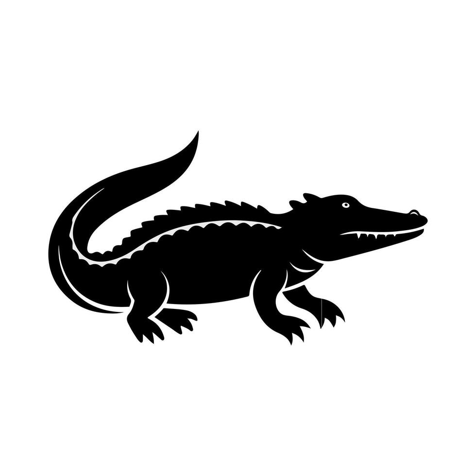 Crocodile and silhouette icon vector