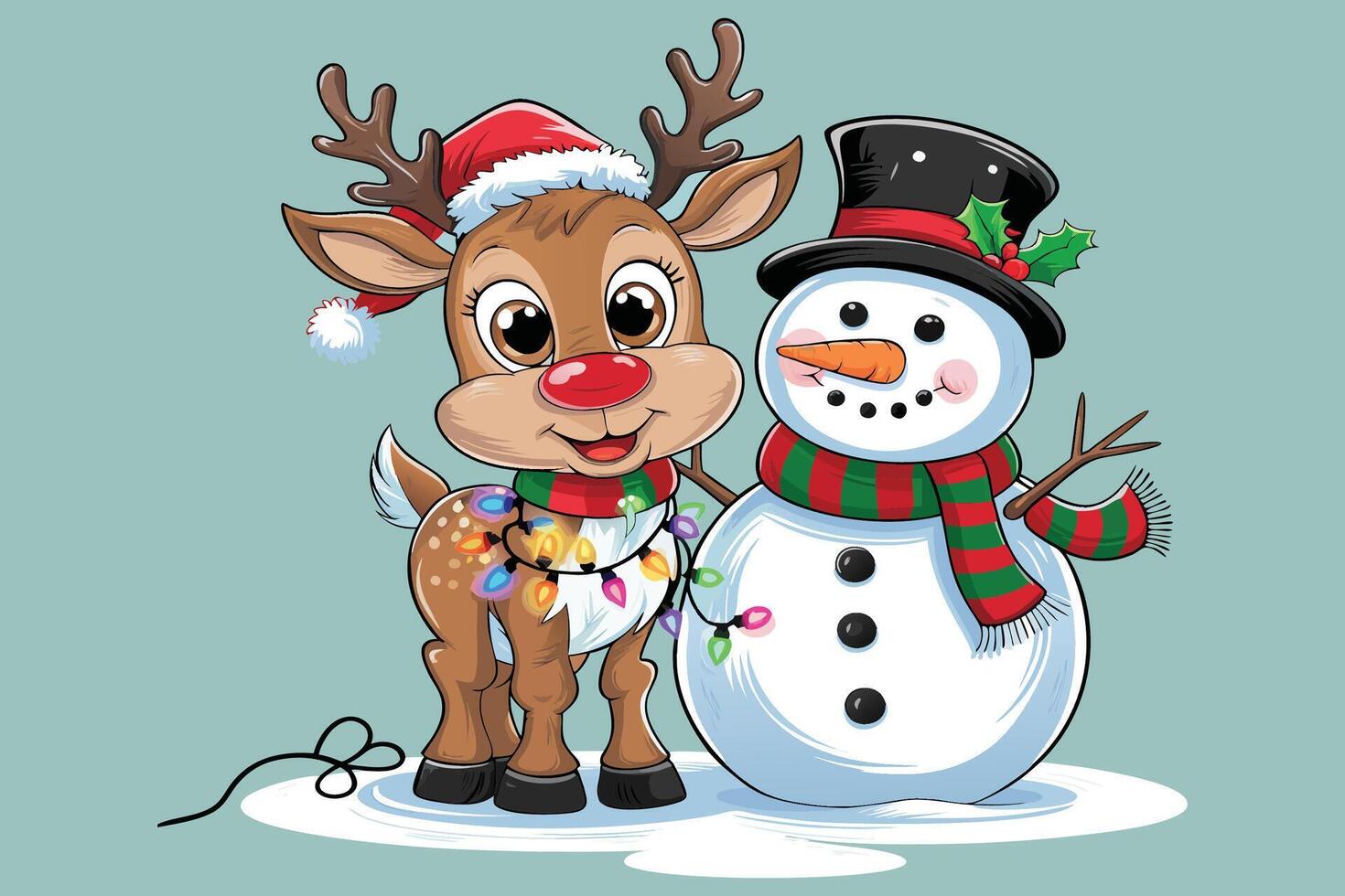 Rudolph and Frosty Christmas Buddies vector