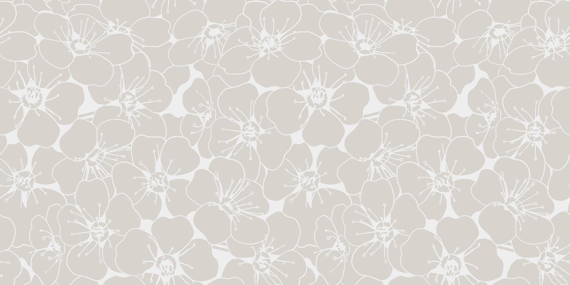 Hand drawn floral pattern design. Flower drawing simple ornament. vector