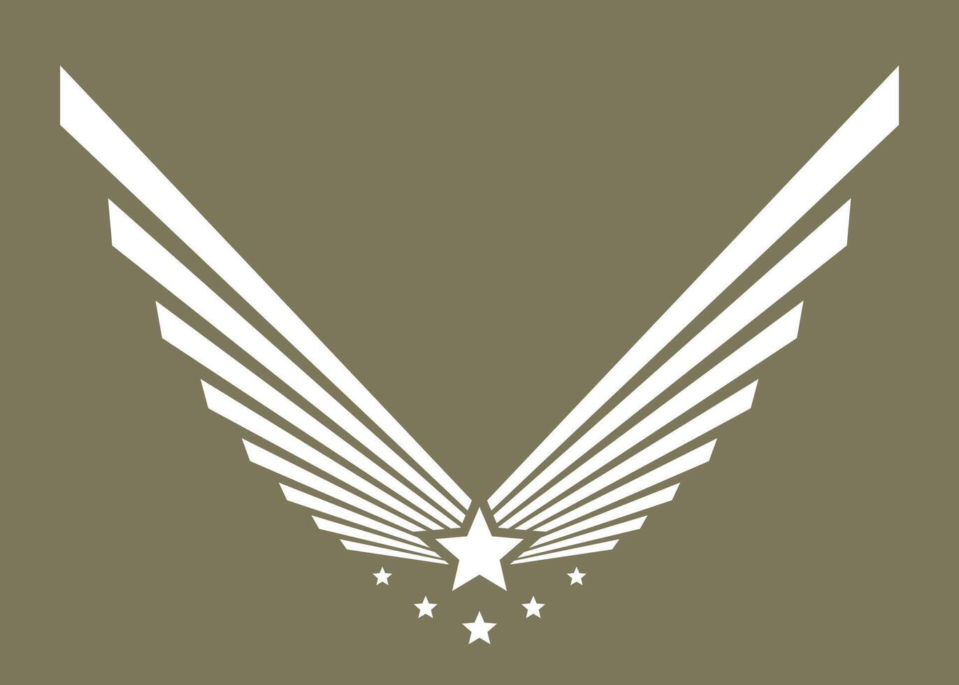 Army logo, military symbol or emblem. Eagle wing with star on label. vector