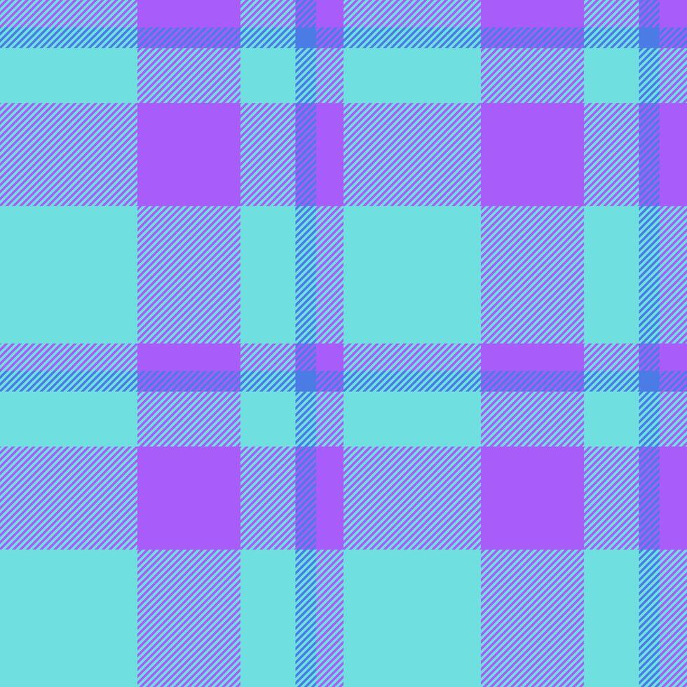 Mockup textile tartan fabric, 50s plaid pattern background. Plank seamless check texture in teal and violet colors. vector