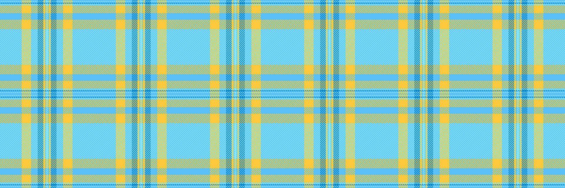 Birthday texture check textile, xmas background plaid. Quilt tartan pattern seamless fabric in cyan and amber colors. vector