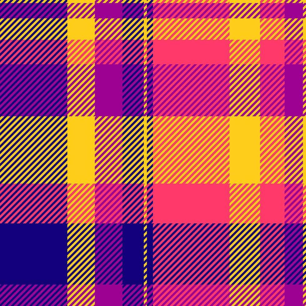 Oriental textile seamless tartan, editable check pattern texture. Sofa plaid background fabric in yellow and red colors. vector