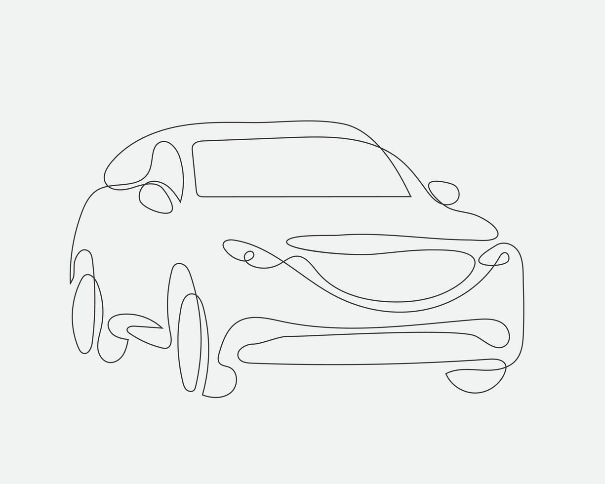 Auto concept one line design. car from lines. Hand drawing modern suv. vector