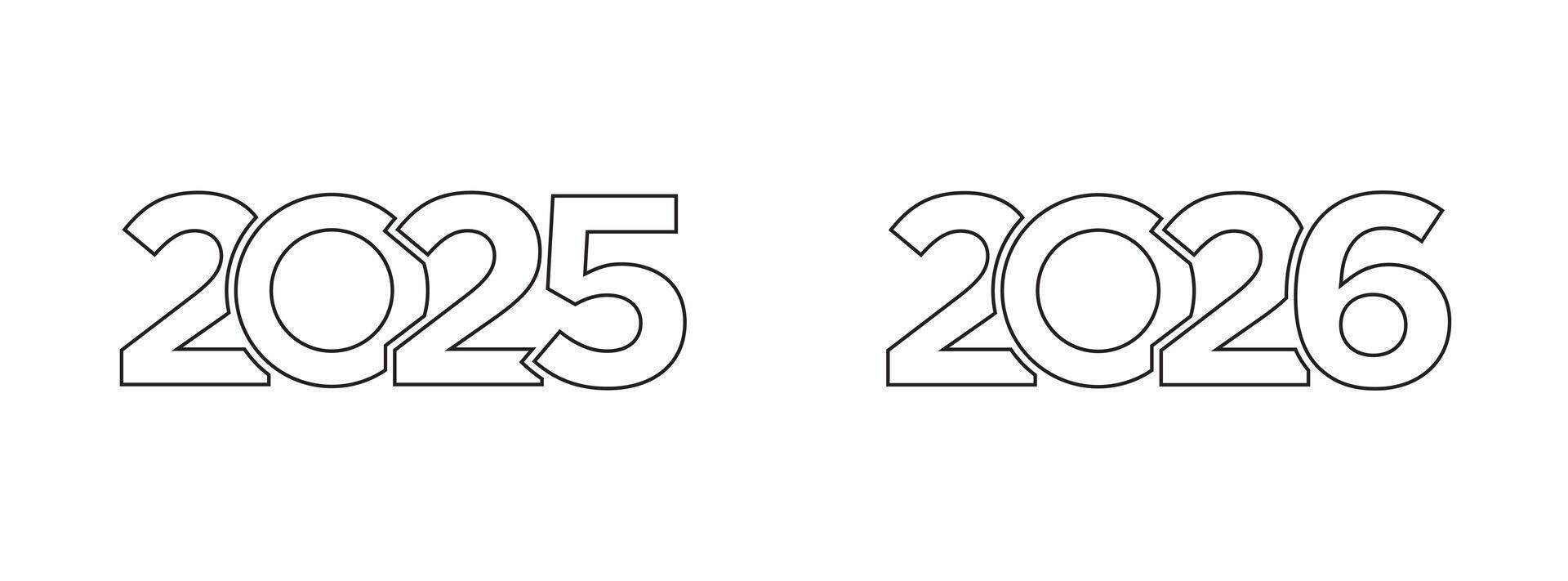 Happy New Year 2025 2026 text logo design template for calendar typography, greeting card, invitation, banner, diary cover print. vector