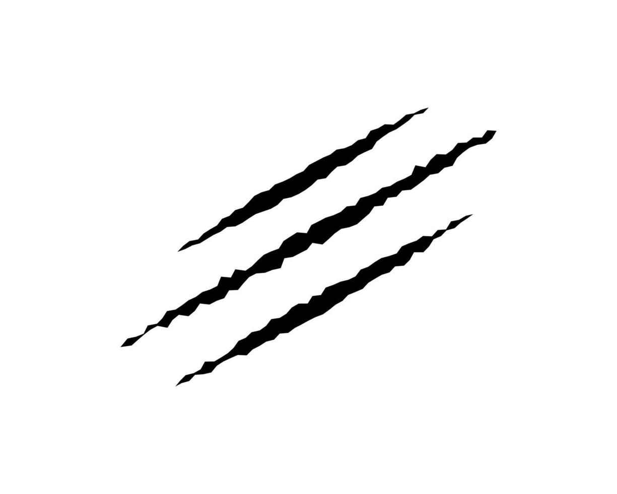 Claws scratches, animal monster mark design element, tattoo and decor for halloween. Black silhouette. vector