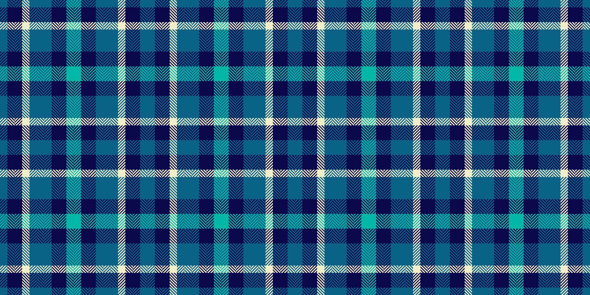 Lined pattern fabric, hispanic seamless texture plaid. Page textile background tartan check in dark and cyan colors. vector