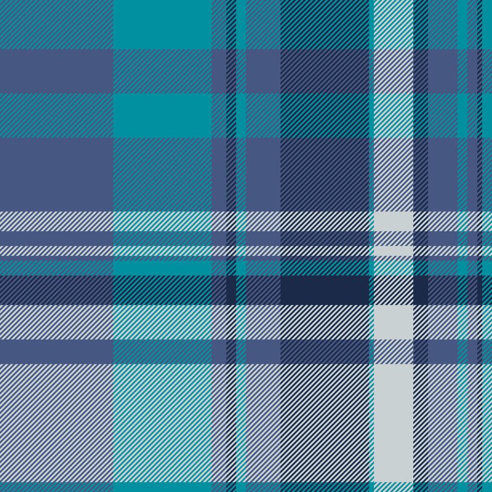 Knit background texture check, back fabric pattern . Aesthetic seamless tartan plaid textile in blue and cyan colors. vector