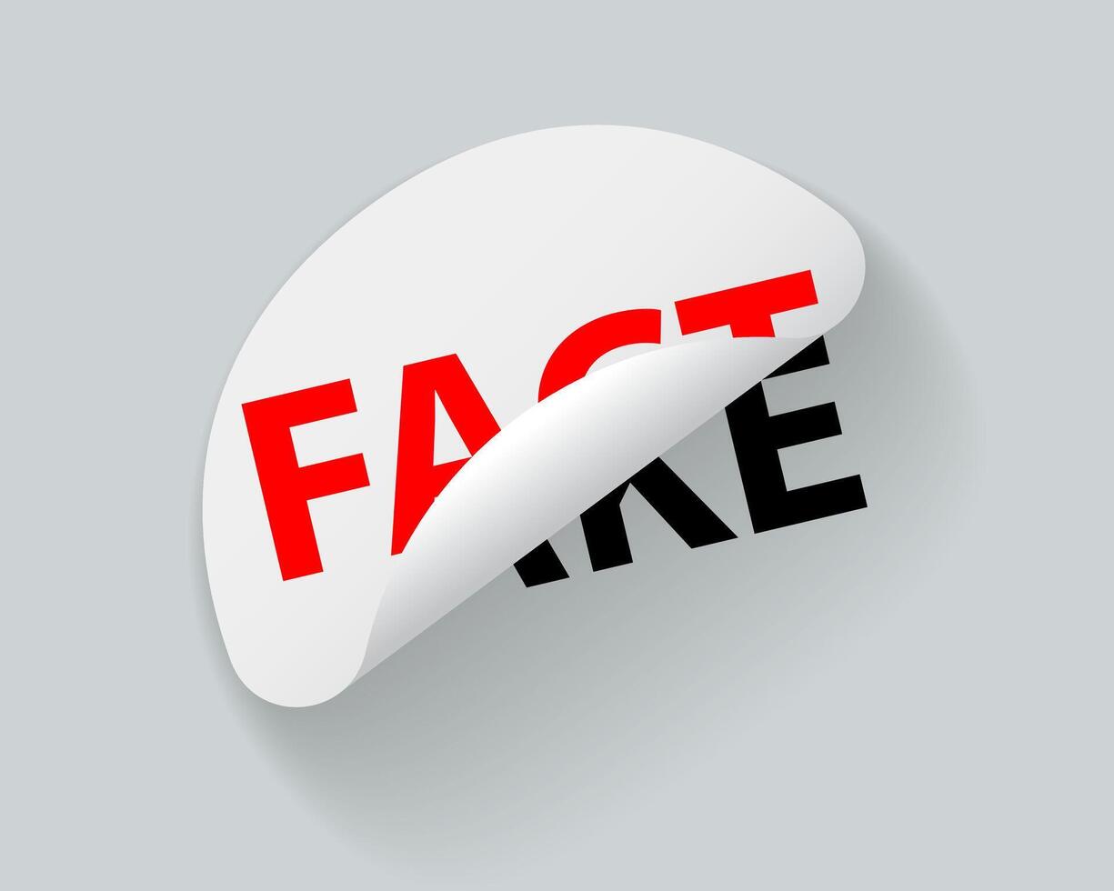 Fact and Fake, creative sticker label . vector