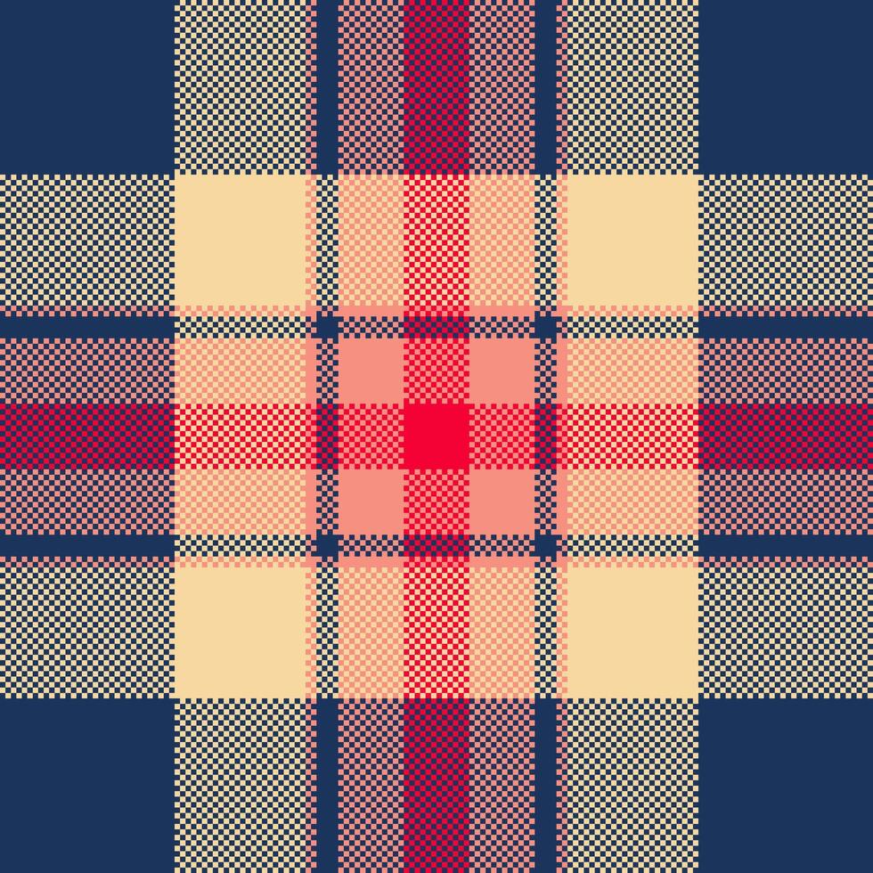 Pixel background design. Modern seamless pattern plaid. Square texture fabric. Tartan scottish textile. Beauty color madras ornament. vector