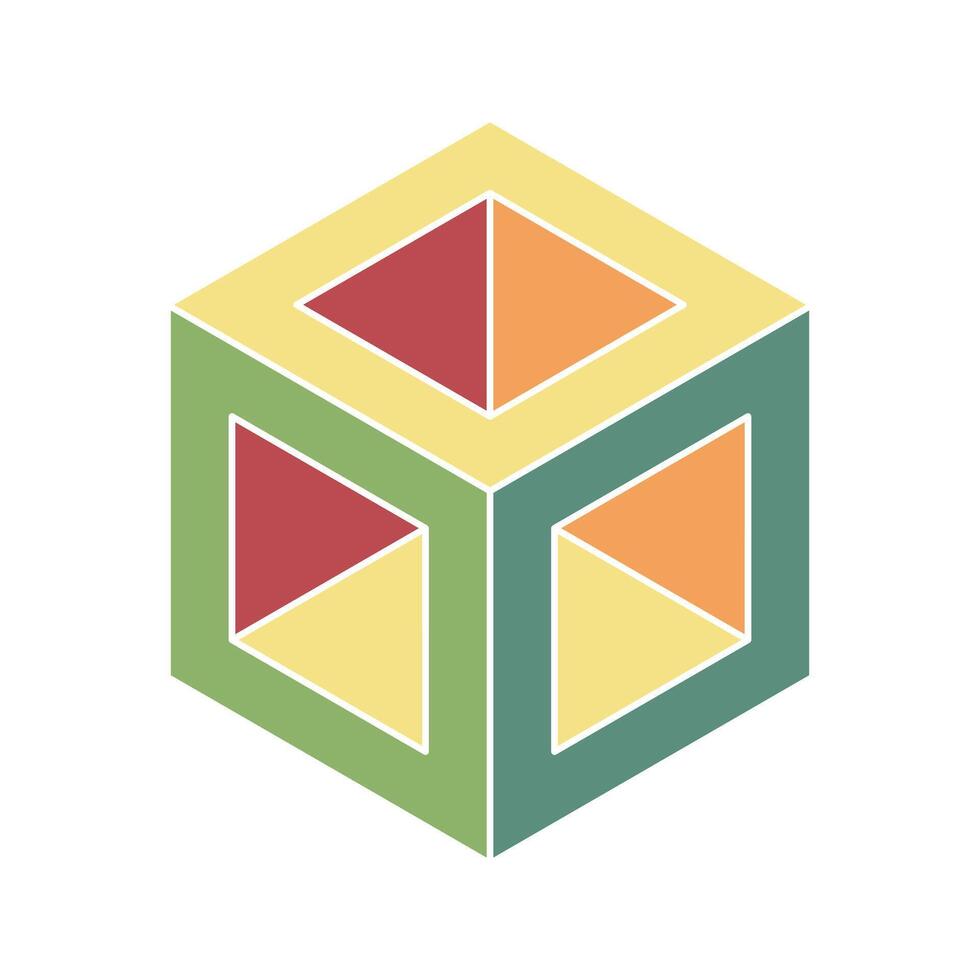 Cube logo, geometric design. Box logotype company, trendy techno emblem in isometric 3D style. vector