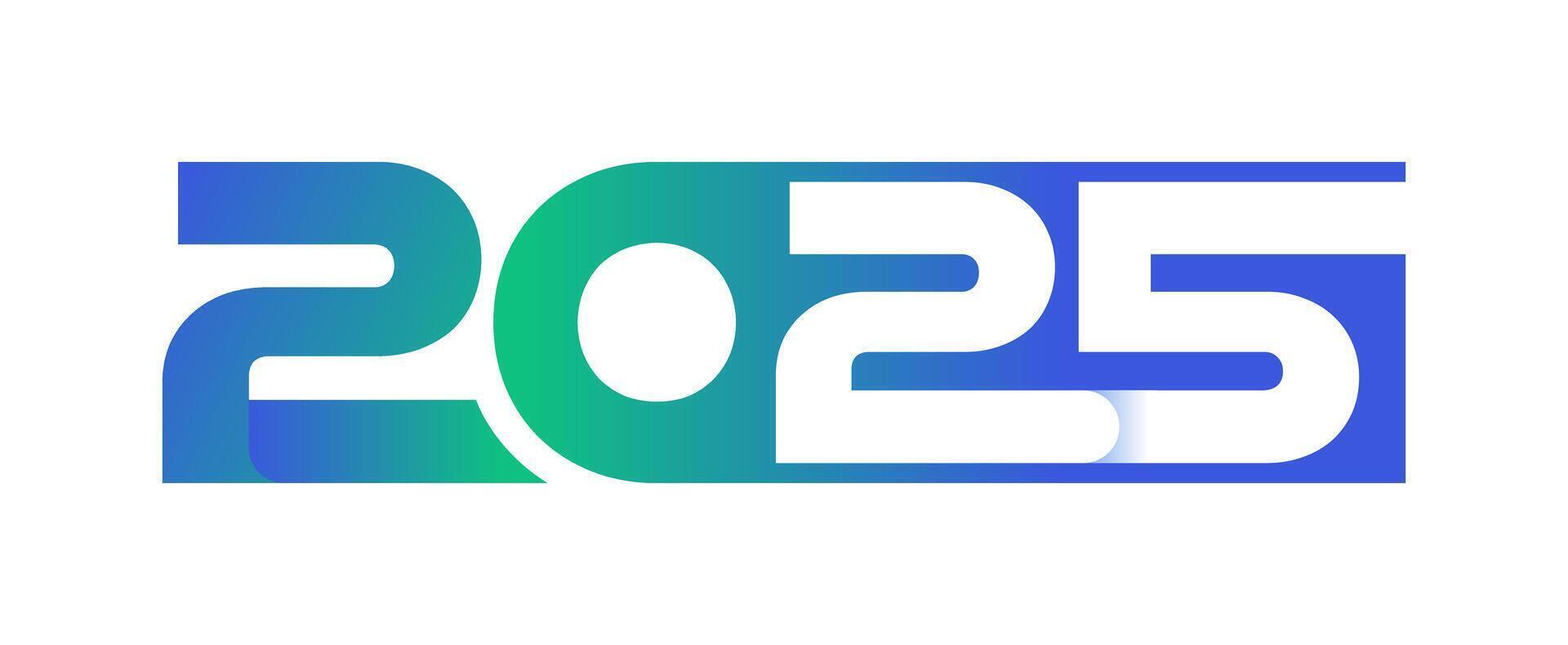 Modern blue gradient text 2025 new year design vector