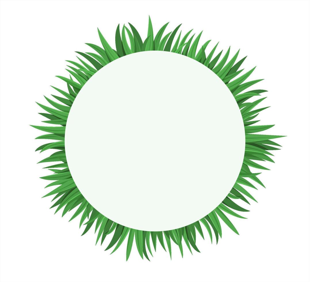 Round Grass Frame with Blank Center vector