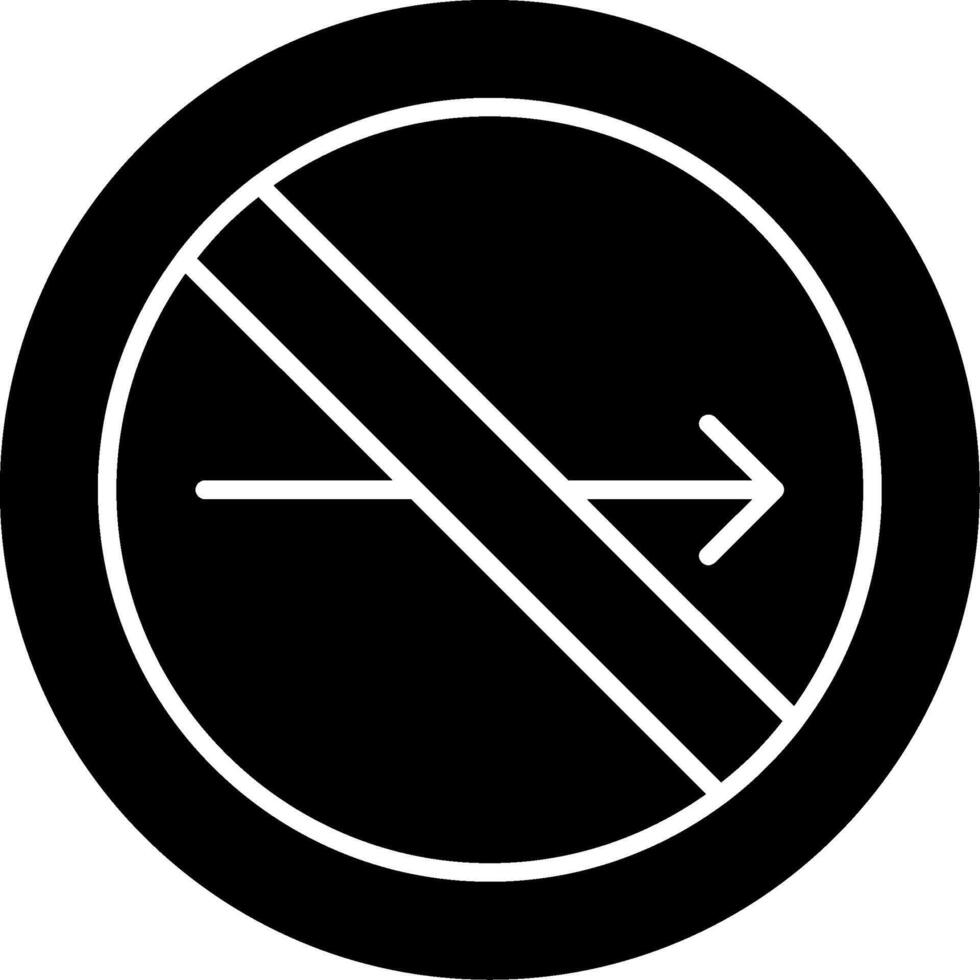 No Turn Right Glyph Icon vector