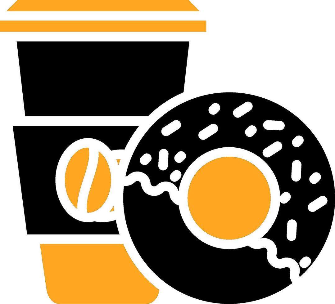 Coffee And Donut Colorful Icon vector
