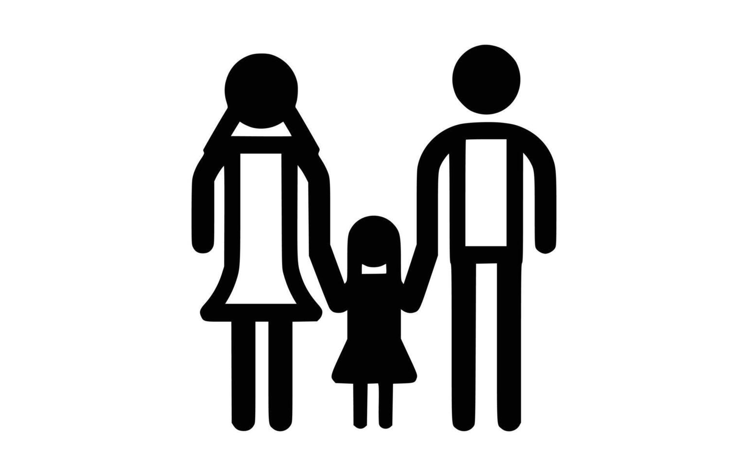 Family Flat Icon Black and White icon for apps and websites vector
