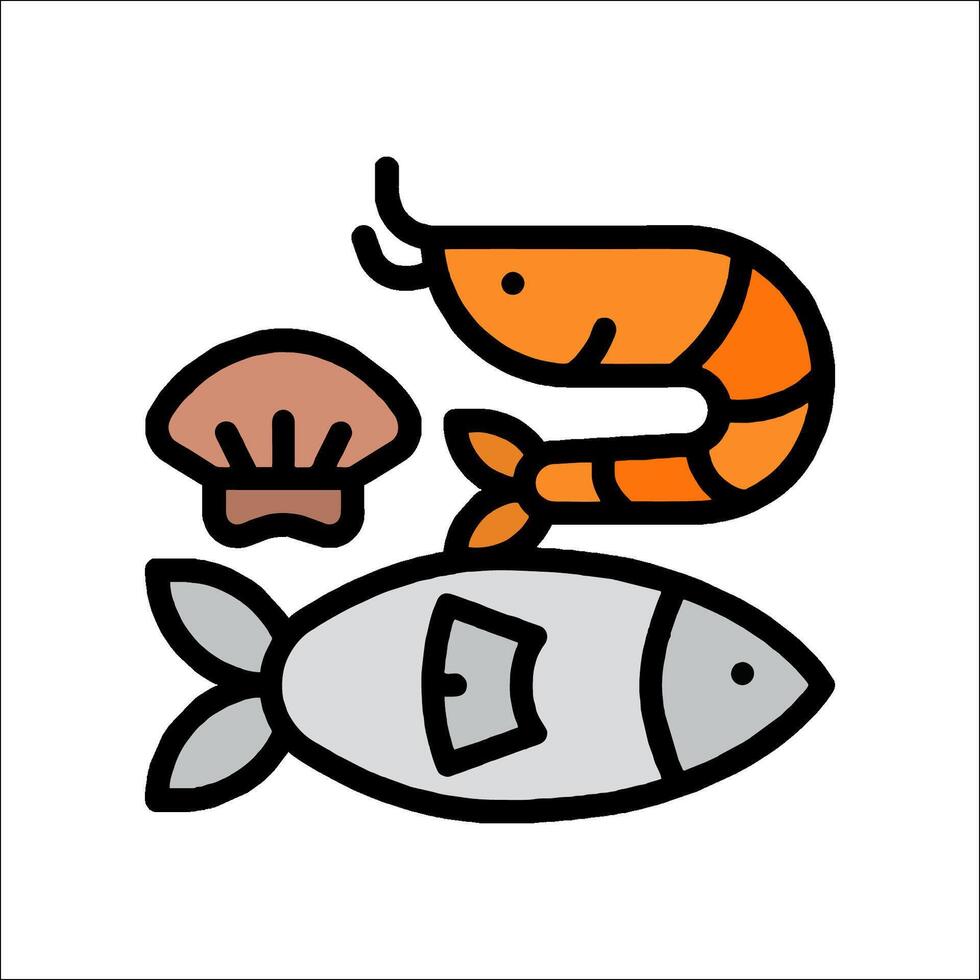 Fish and shellfish icon vector