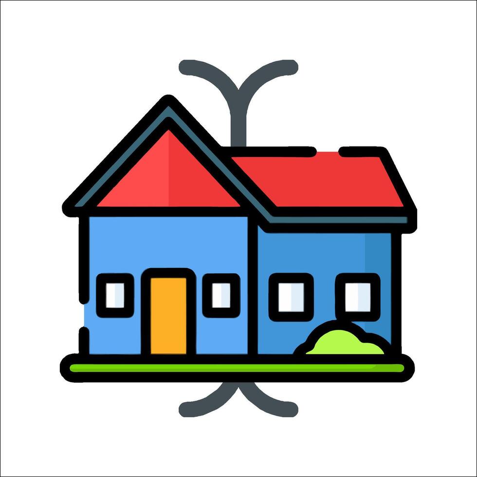 A house icon with a red roof and a blue roof vector