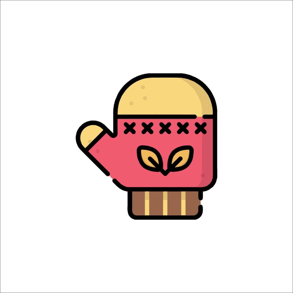 A red mitten with a leaf on it vector