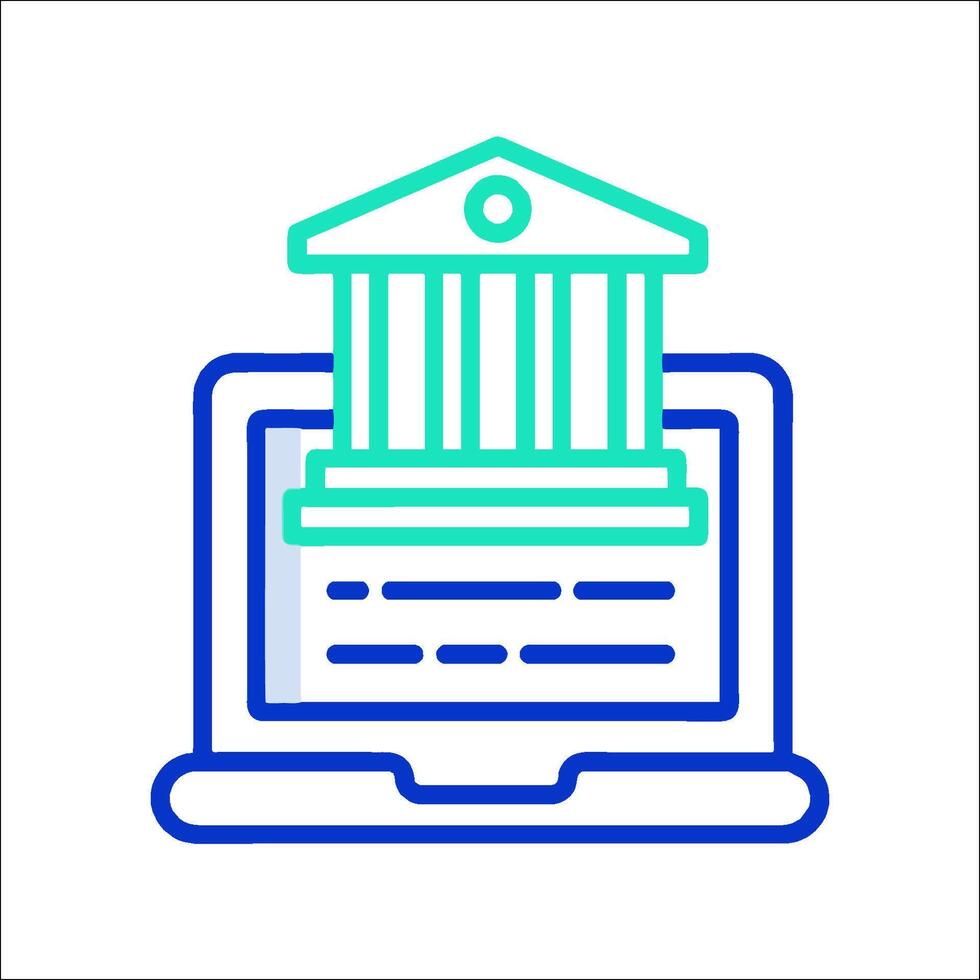 A laptop with a court building icon vector