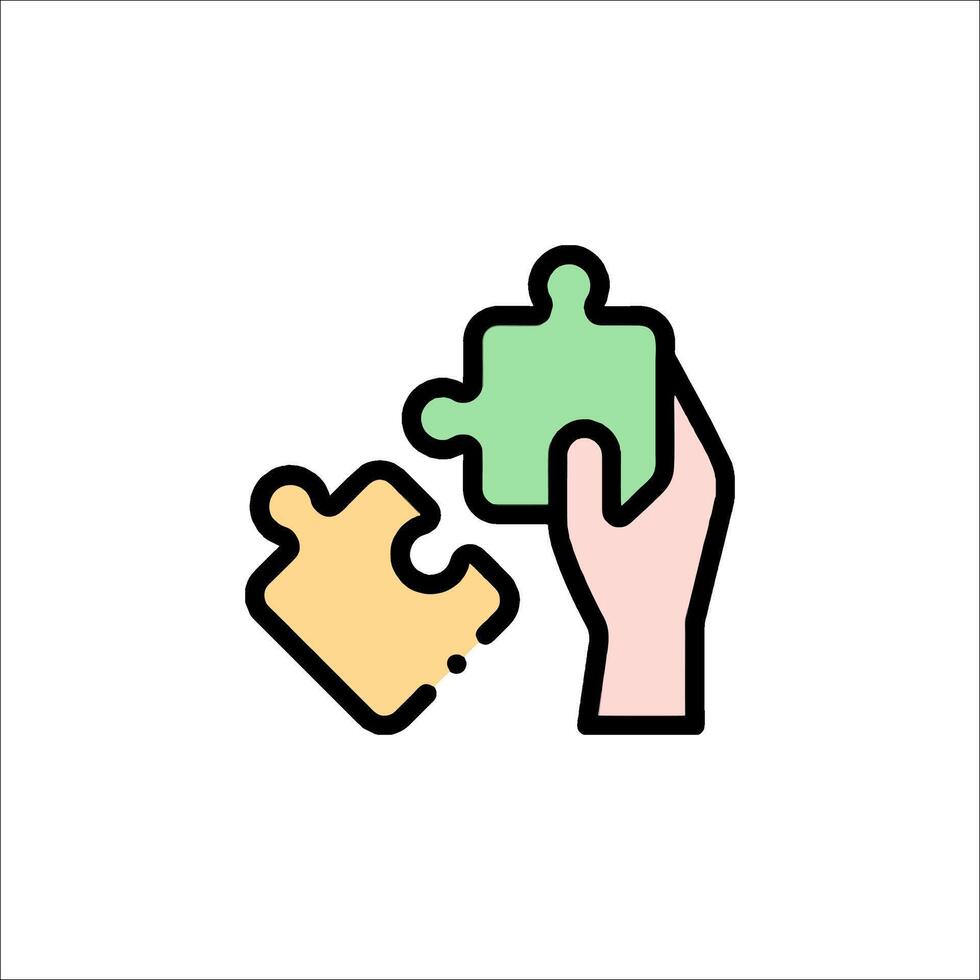 A hand holding a piece of puzzle vector