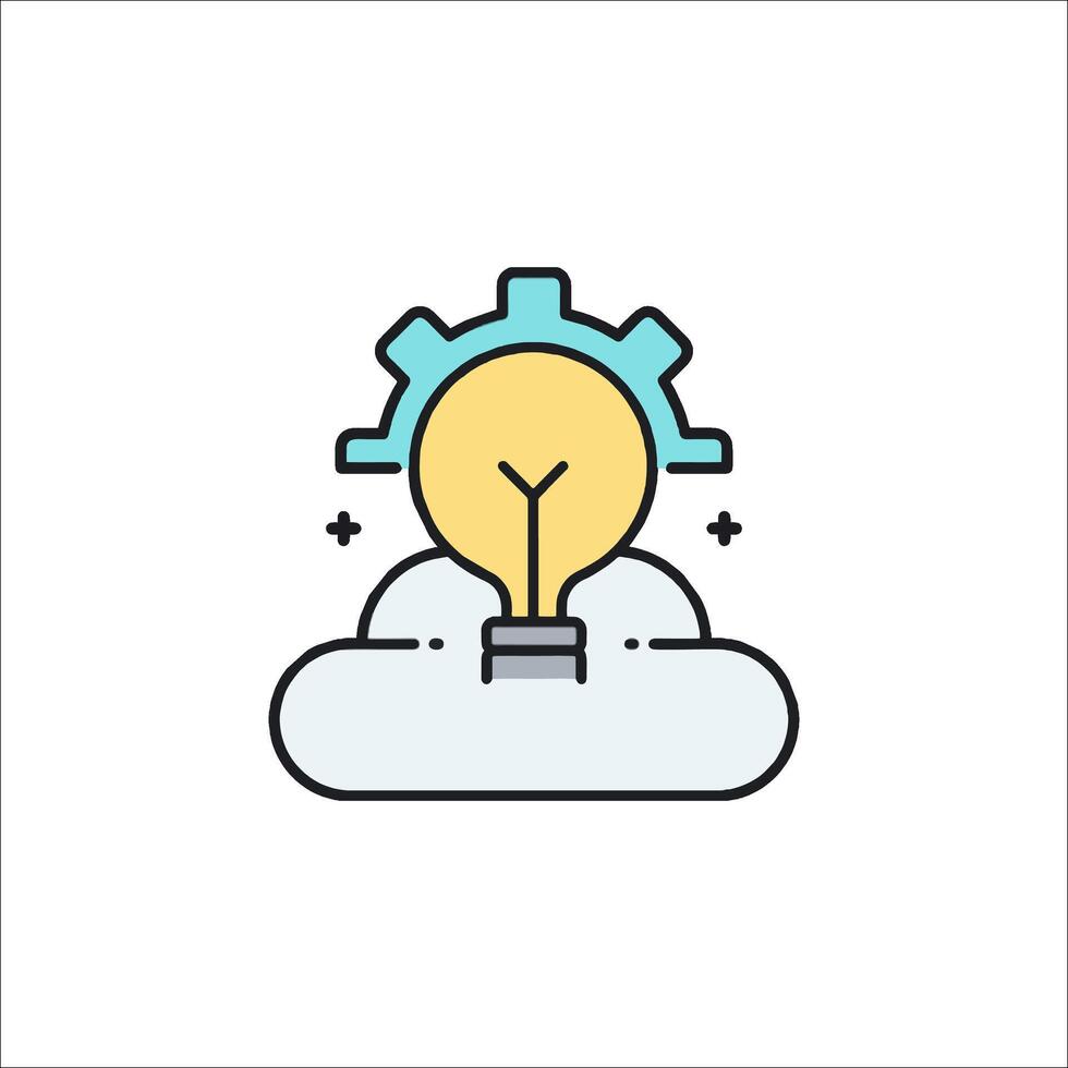 A light bulb with gears on top of a cloud vector