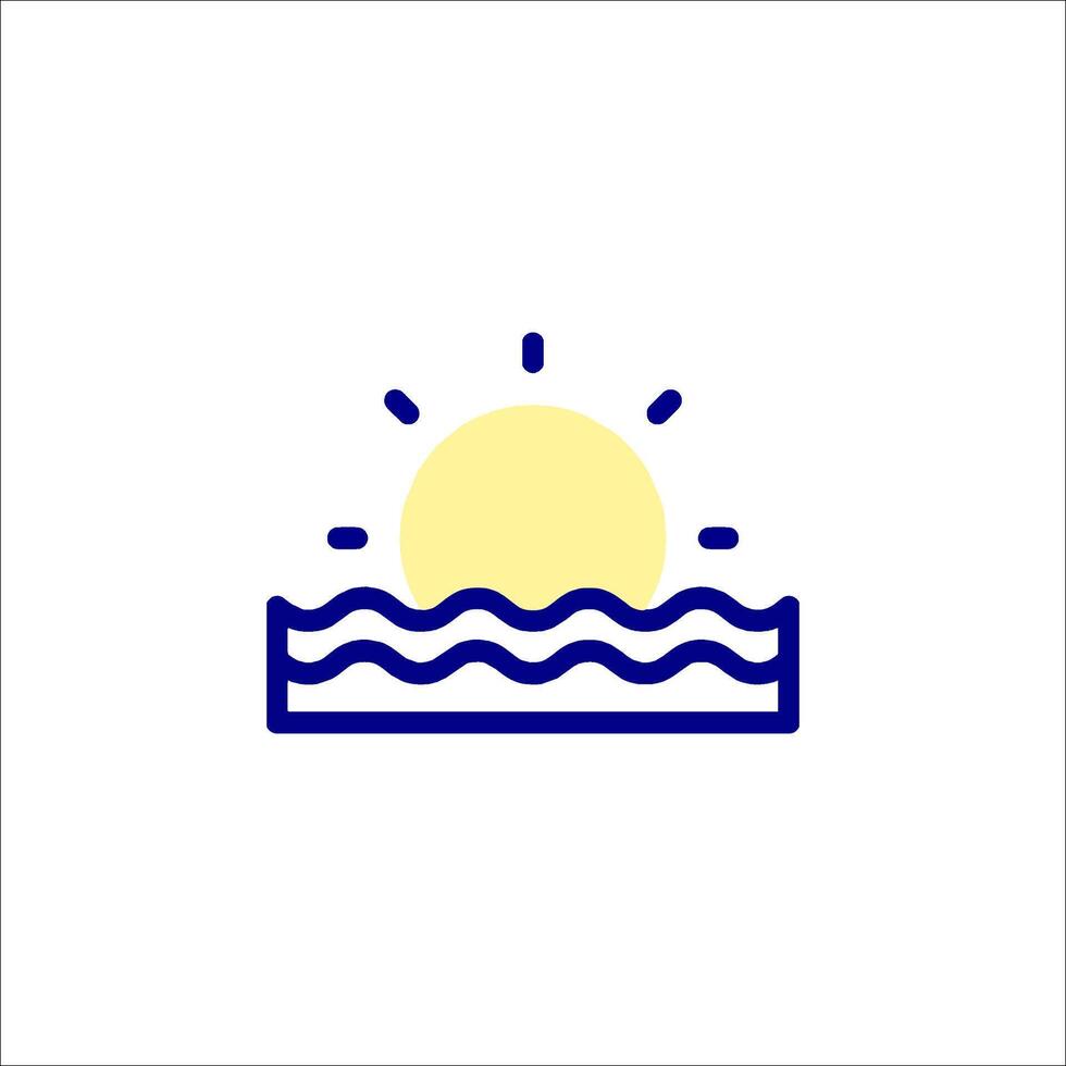 Sunset over the sea icon vector
