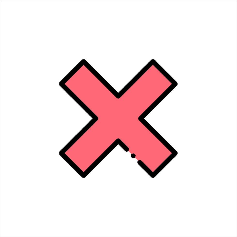 An x sign with a red cross on it vector