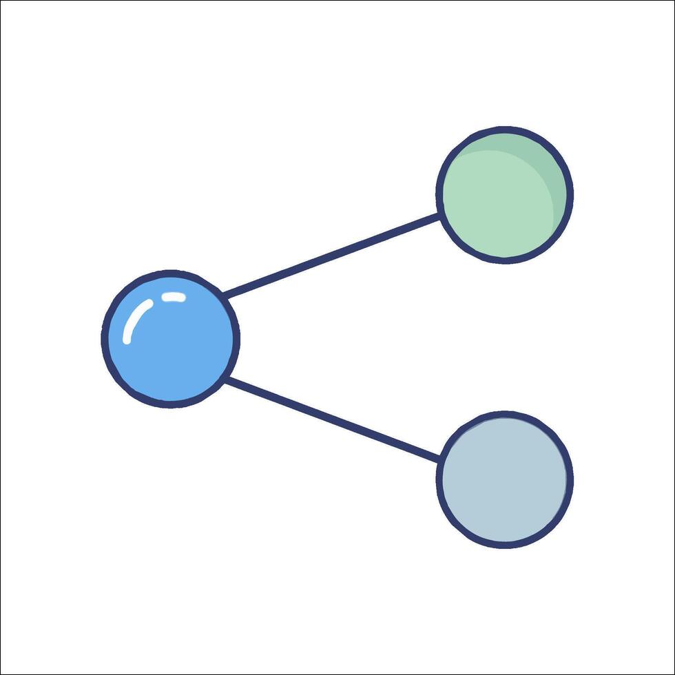 A line drawing of two spheres connected by a line vector
