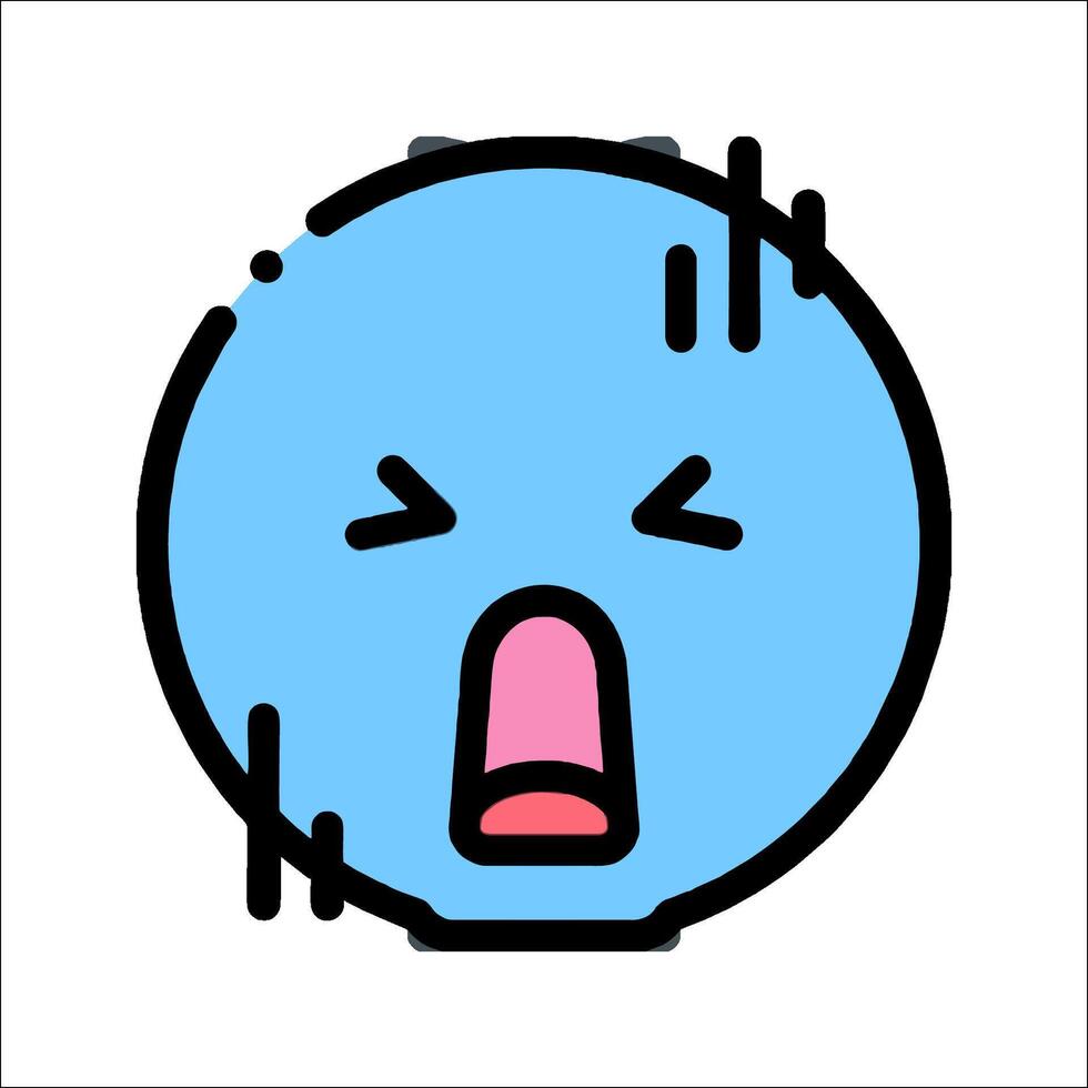 A blue emoticon with a mouth open vector