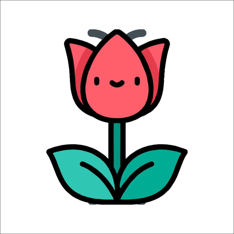A cartoon flower with a smiley face vector