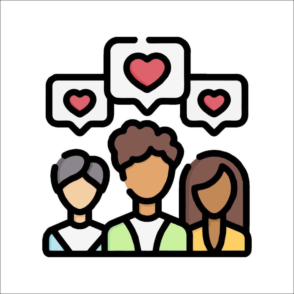 People with hearts on their heads and speech bubbles vector