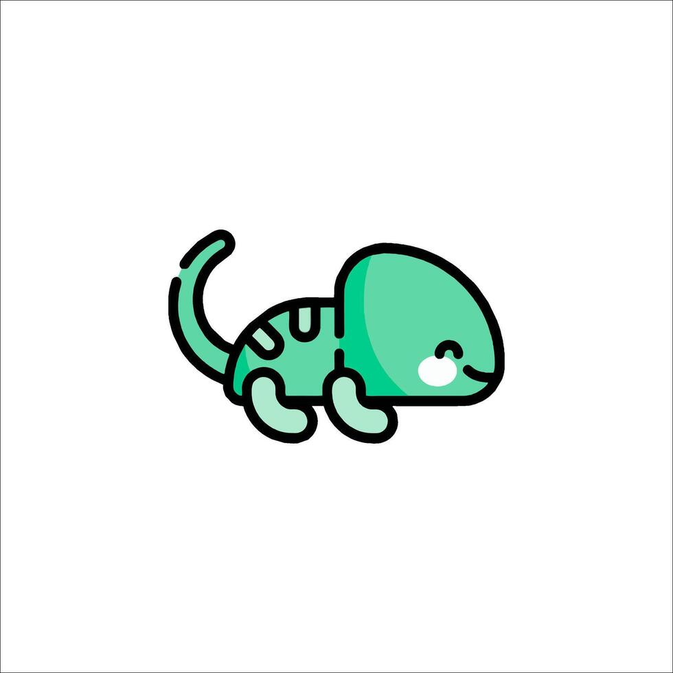 A cute little lizard with a green face vector