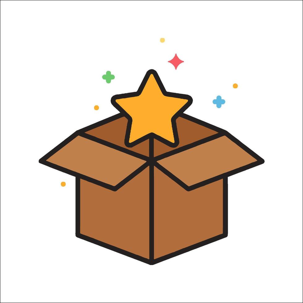 A box with a star inside it and a star on top vector