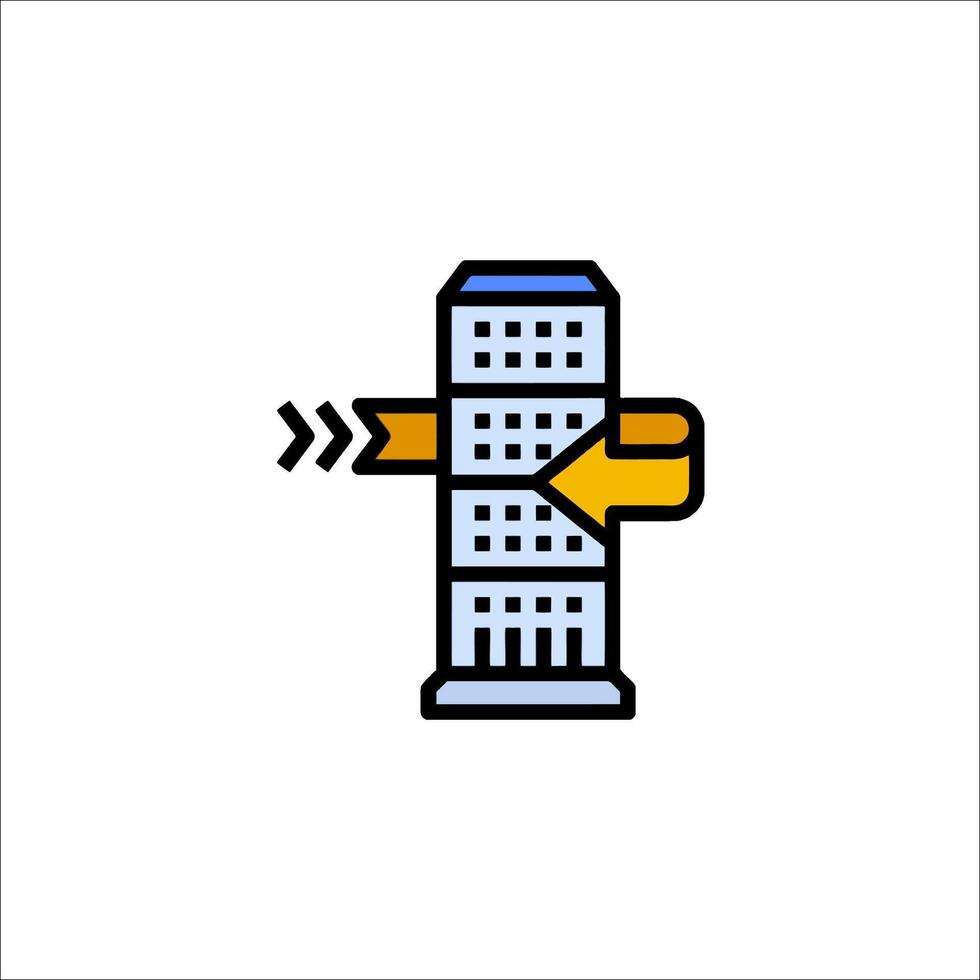 A building with a arrow pointing to it vector