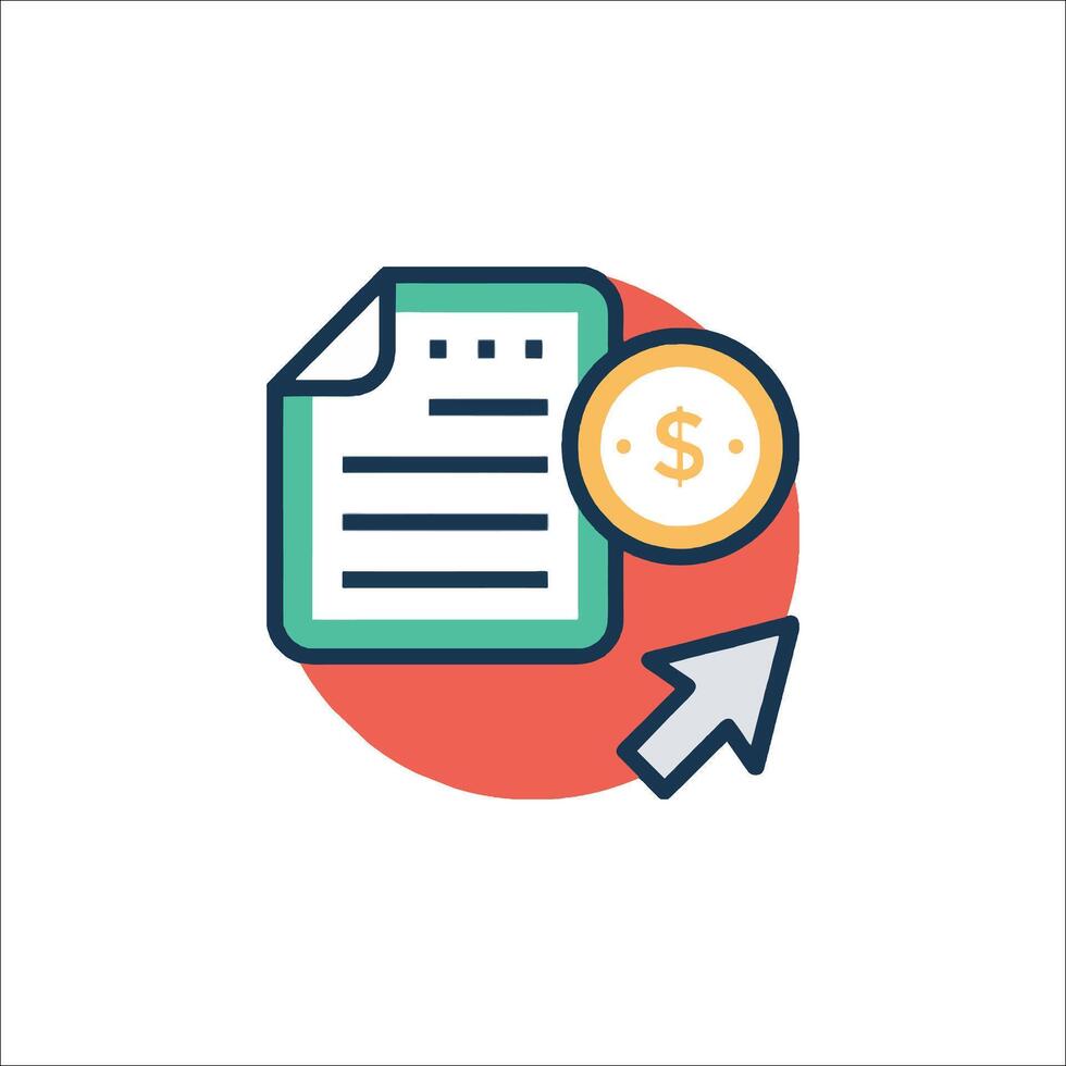 A document with a dollar coin and a paper with a dollar sign vector