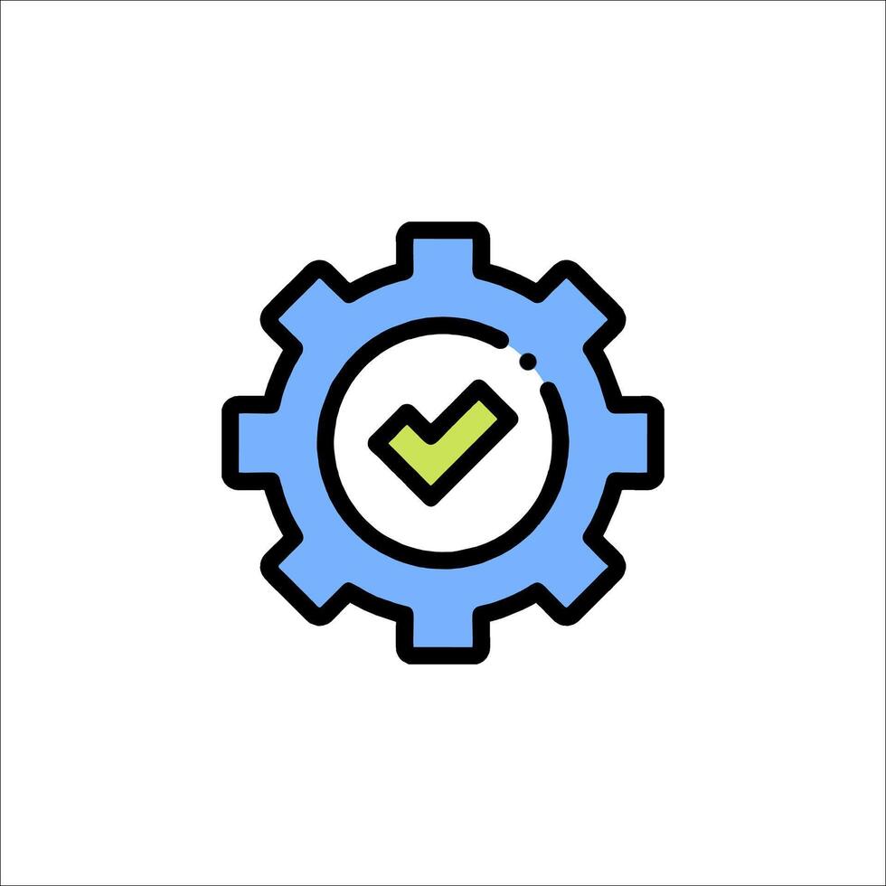 A gearwheel with a tick mark on it vector