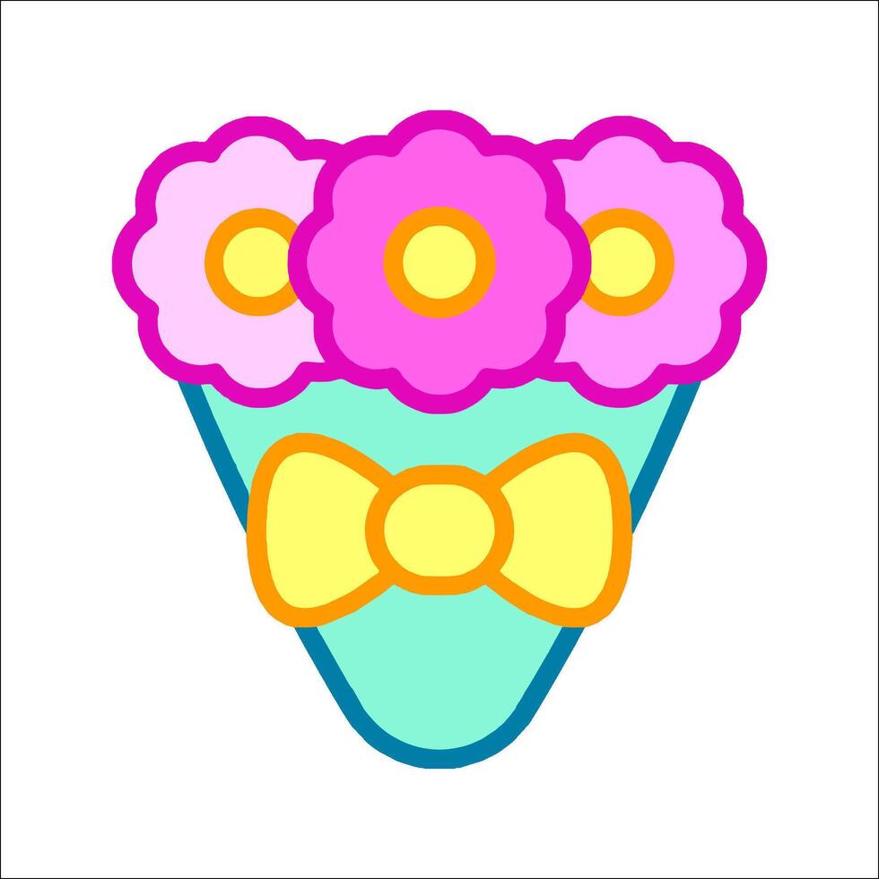 A bouquet of flowers with a bow on it vector