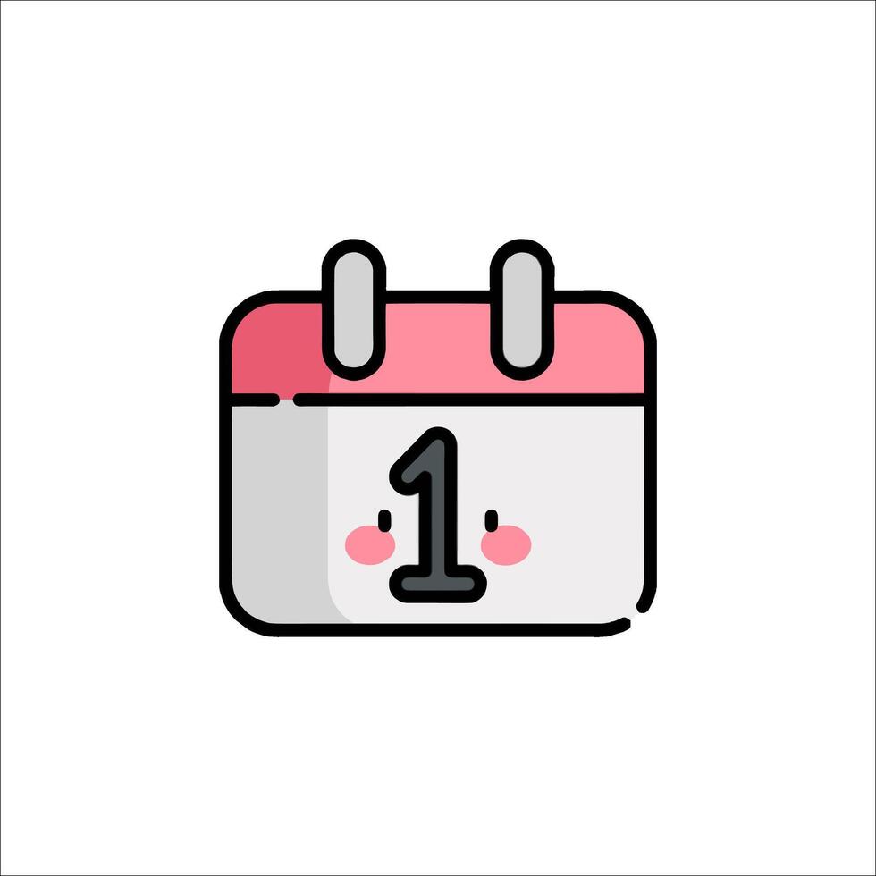 A calendar icon with the number one on it vector