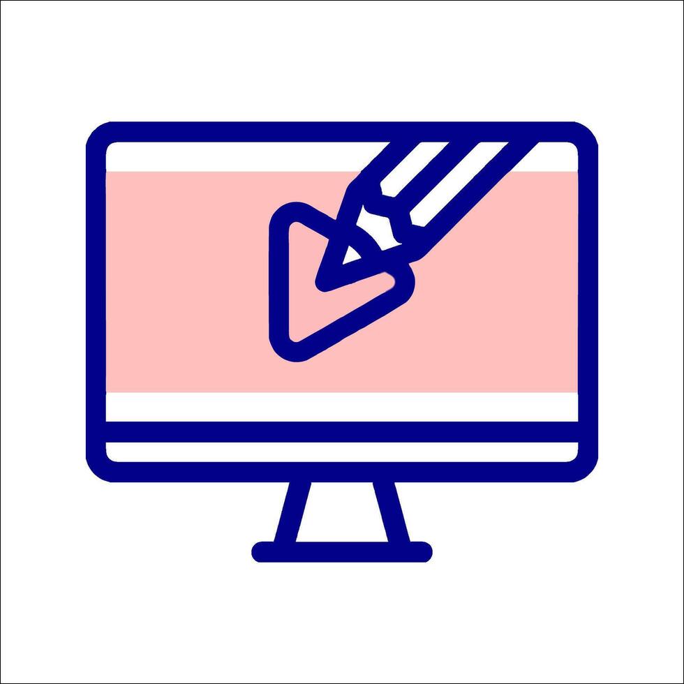 A computer monitor with a pencil and arrow pointing to it vector