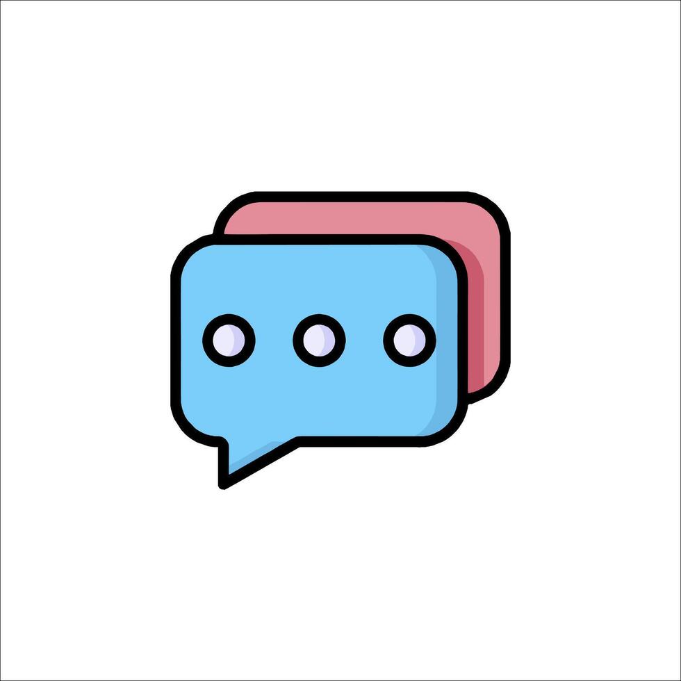 A chat bubble icon with two dots inside vector