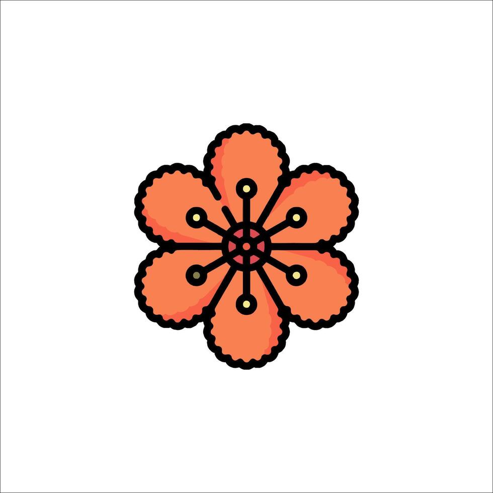 An orange flower icon on a white background vector