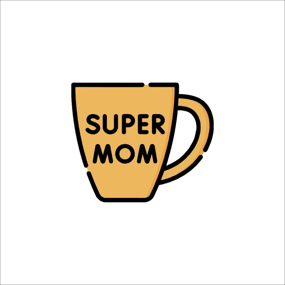 A coffee cup with the word super mom written on it vector